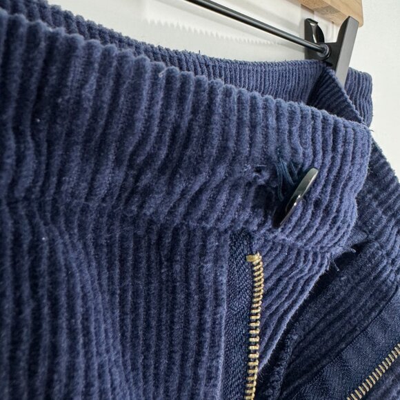 Mittoshop Women’s Size Small Solid Blue Corduroy Fringe Hem Casual Mini Skirt - Picture 4 of 8